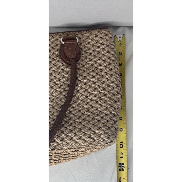 Brighton Woven‎ Jute Rope Shoulder Tote Bag Leather Strap Tan Brown Boho Beach - Picture 9 of 14